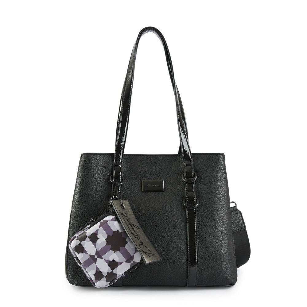 Cartera Dos Asas Tres divisiones Mediana Portugal Negro