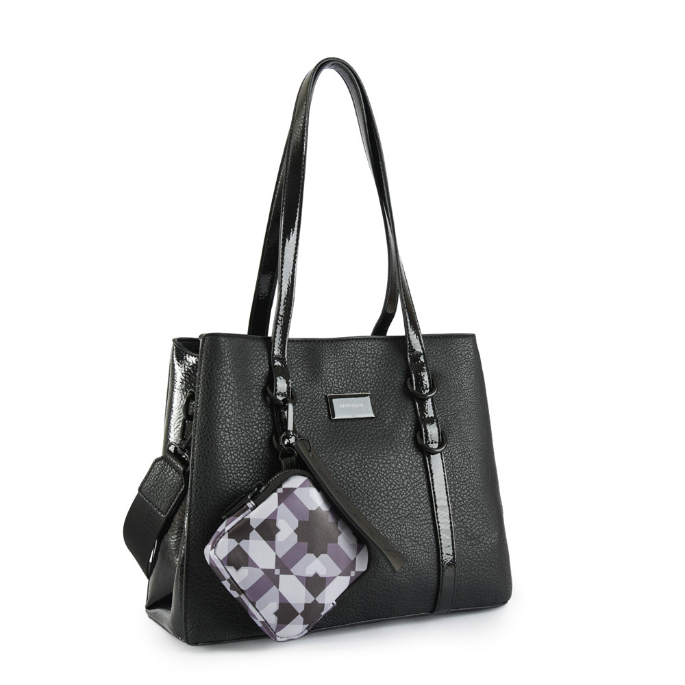 Cartera Dos Asas Tres divisiones Mediana Portugal Negro