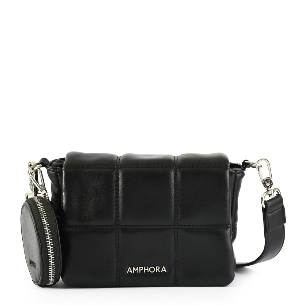 Cartera bandolera con tapa meli pequeña negro