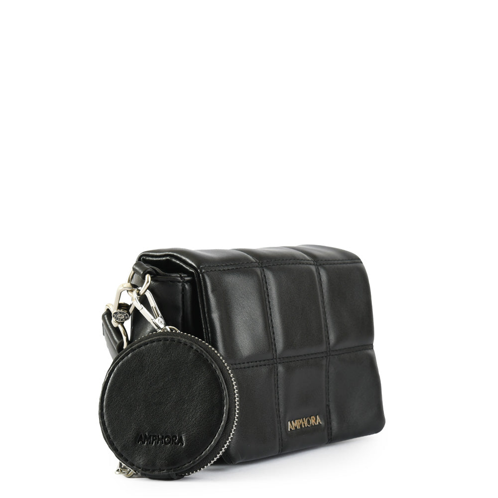 Cartera bandolera con tapa meli pequeña negro
