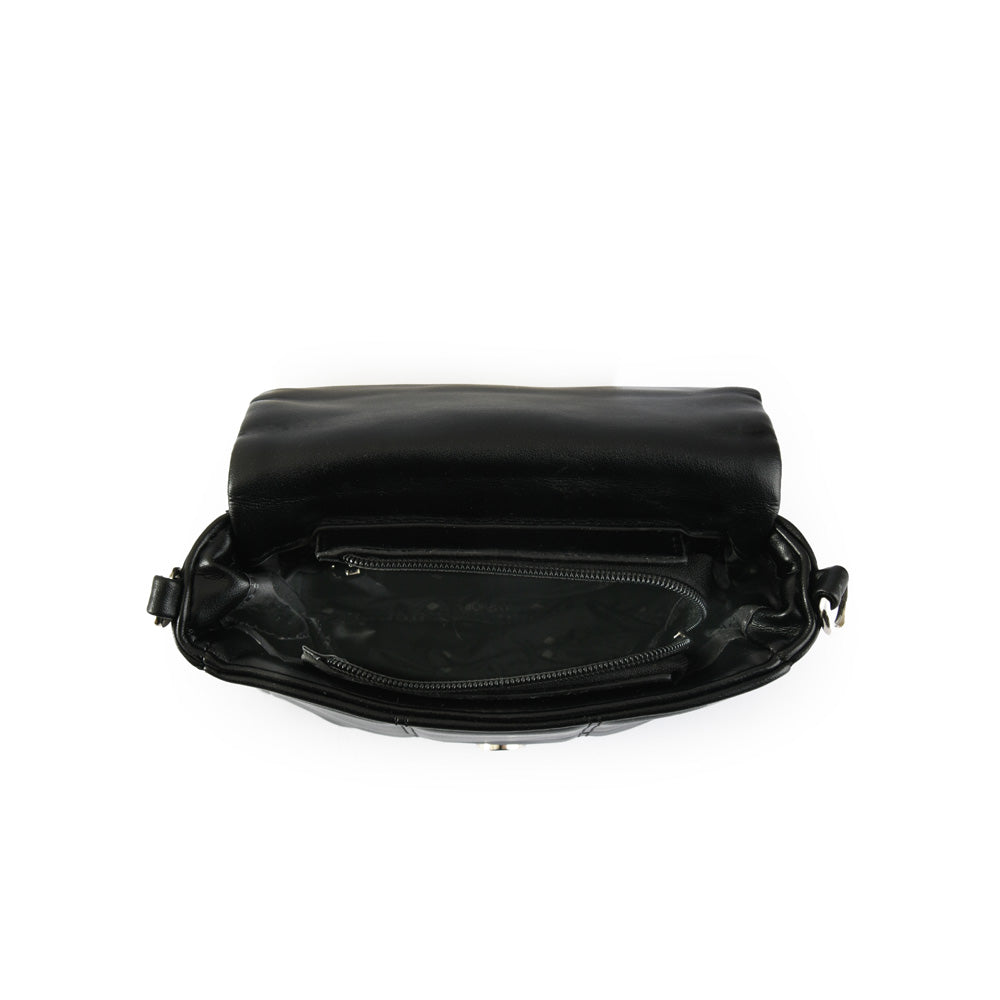Cartera bandolera con tapa meli pequeña negro