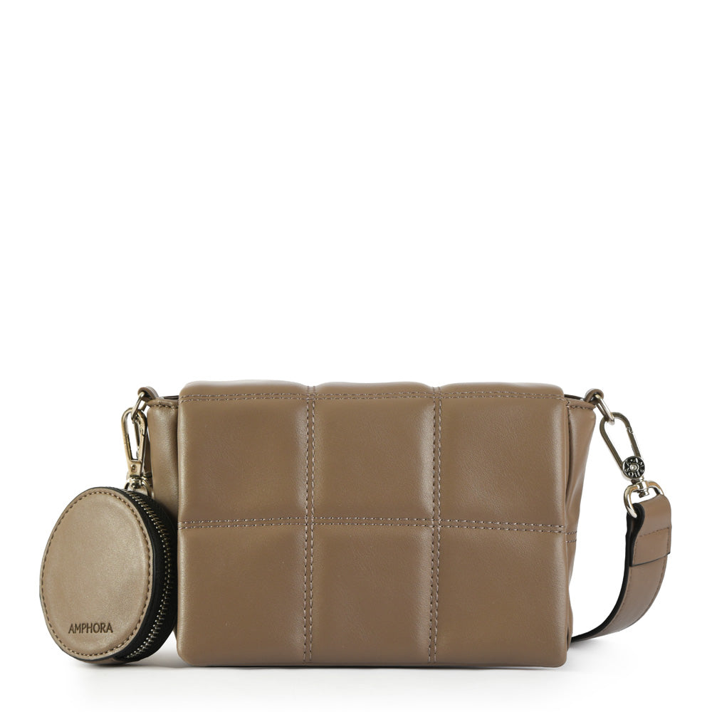 Cartera bandolera meli pequeña taupe oscuro
