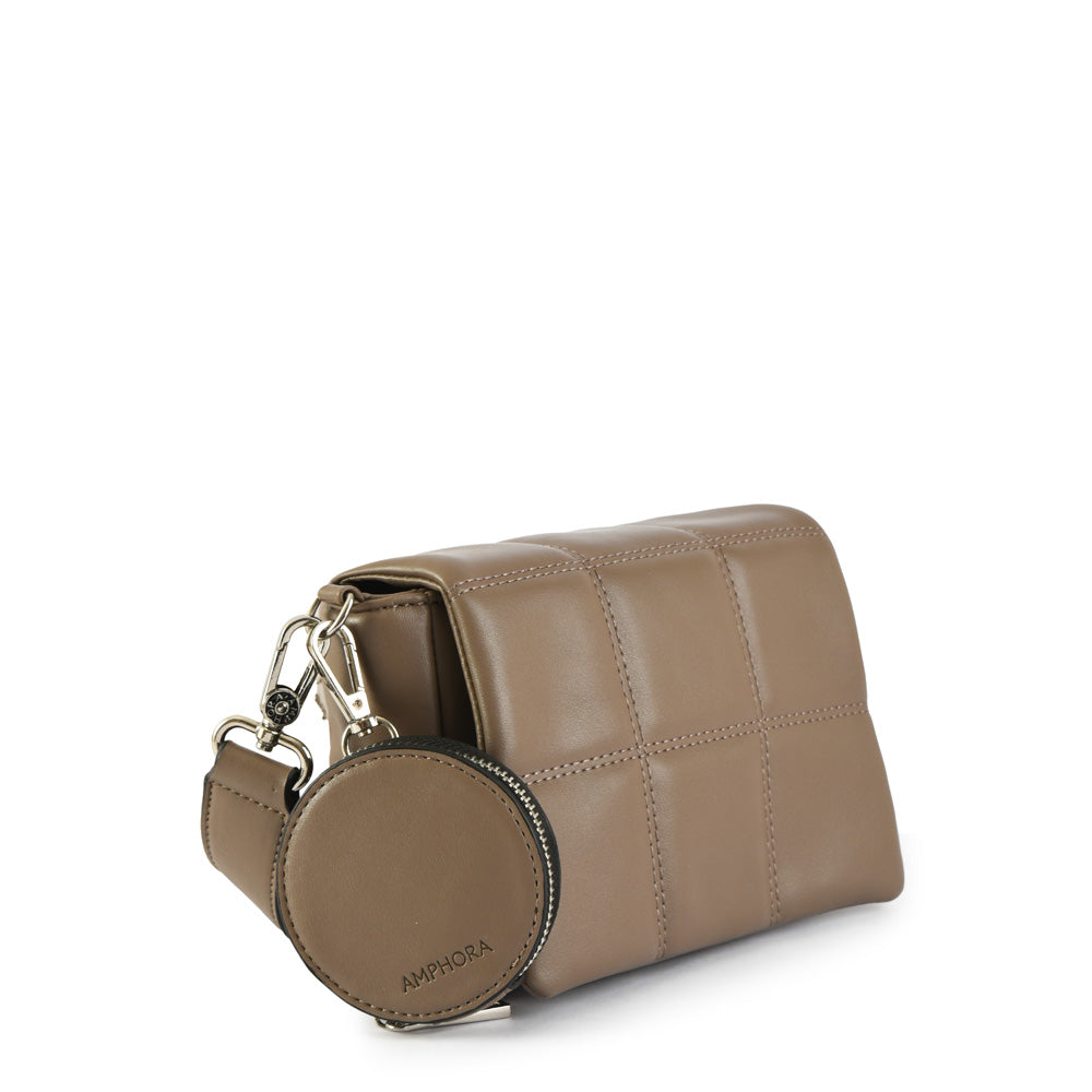 Cartera bandolera meli pequeña taupe oscuro