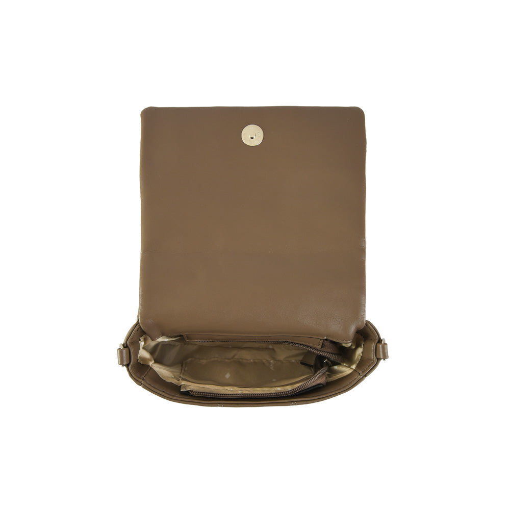Cartera bandolera meli pequeña taupe oscuro