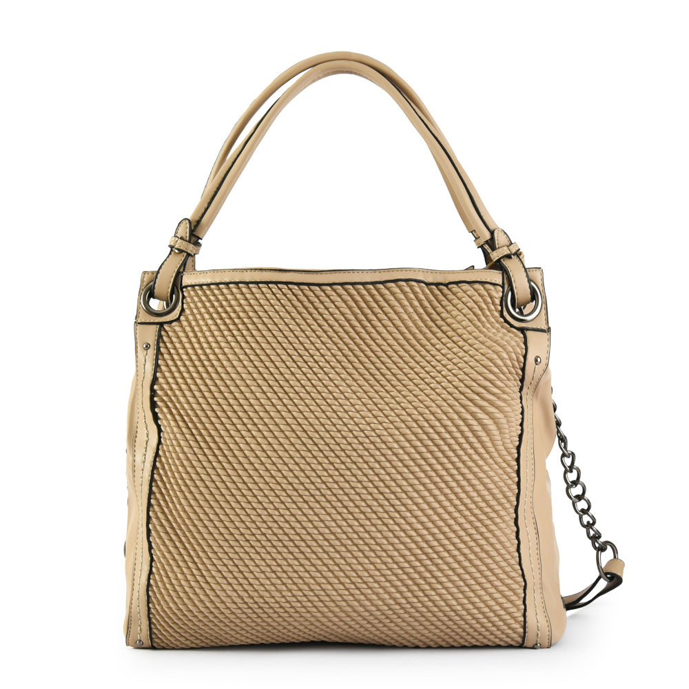 Cartera Dos Asas Tres divisiones grande eda beige oscuro