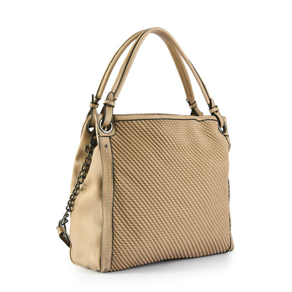 Cartera Dos Asas Tres divisiones grande eda beige oscuro