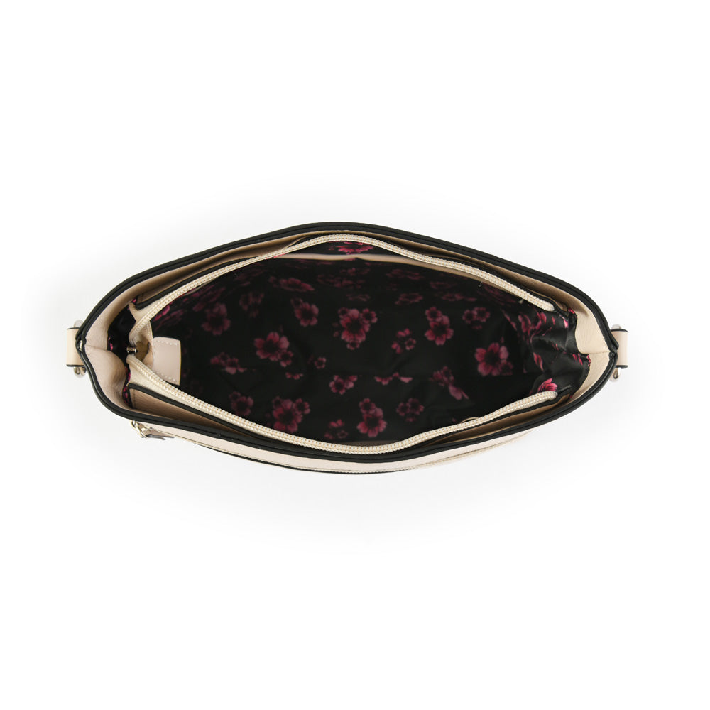 Cartera bandolera mediana blossom blanco crudo