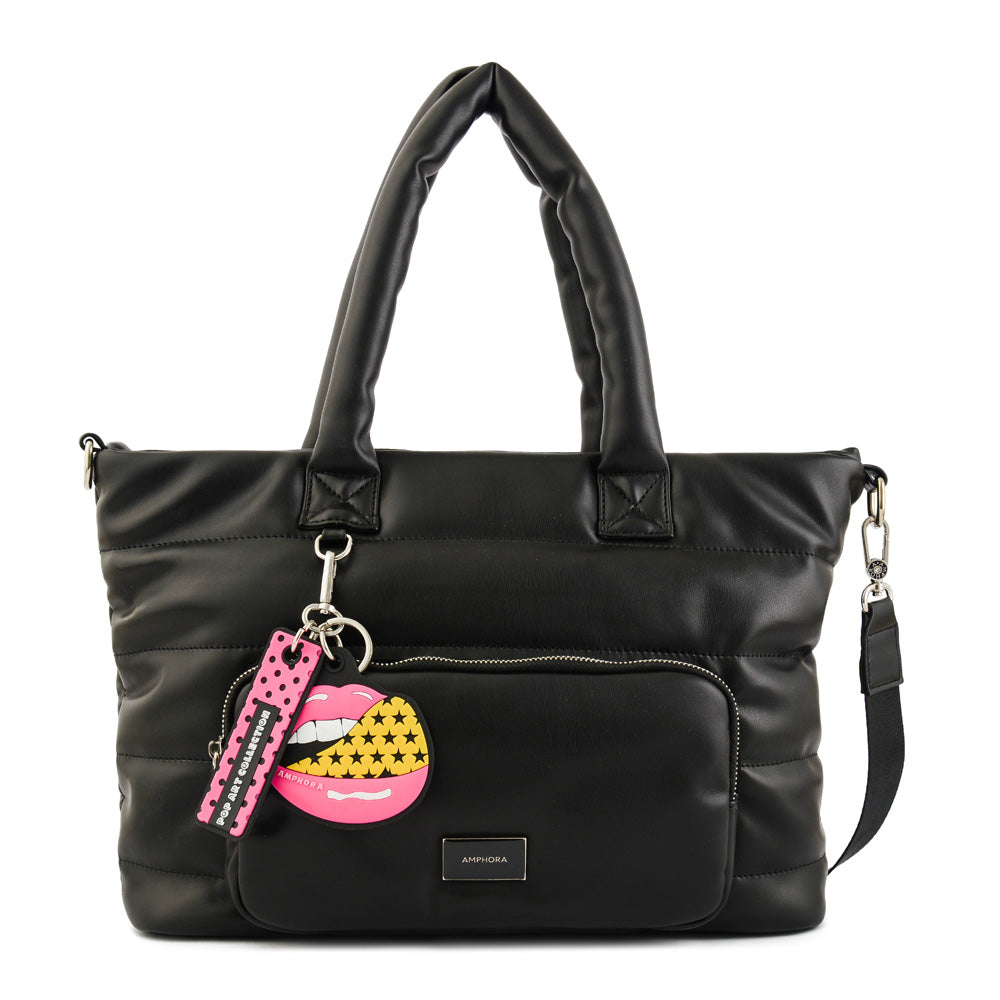 Cartera dos asas mediana power negro