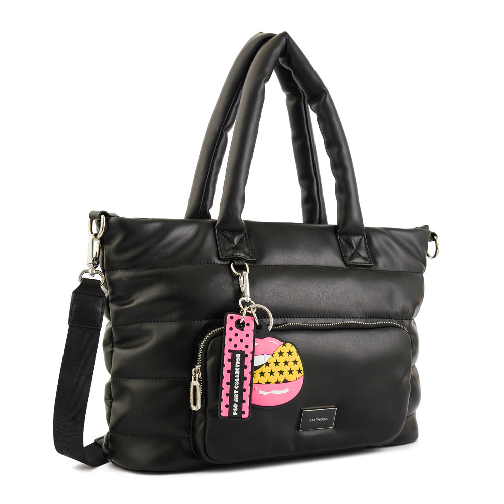 Cartera dos asas mediana power negro