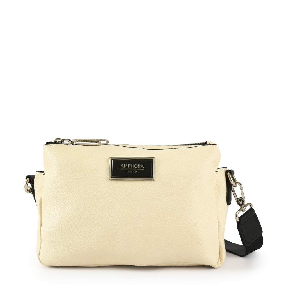 Cartera bandolera mediana becky blanco crudo