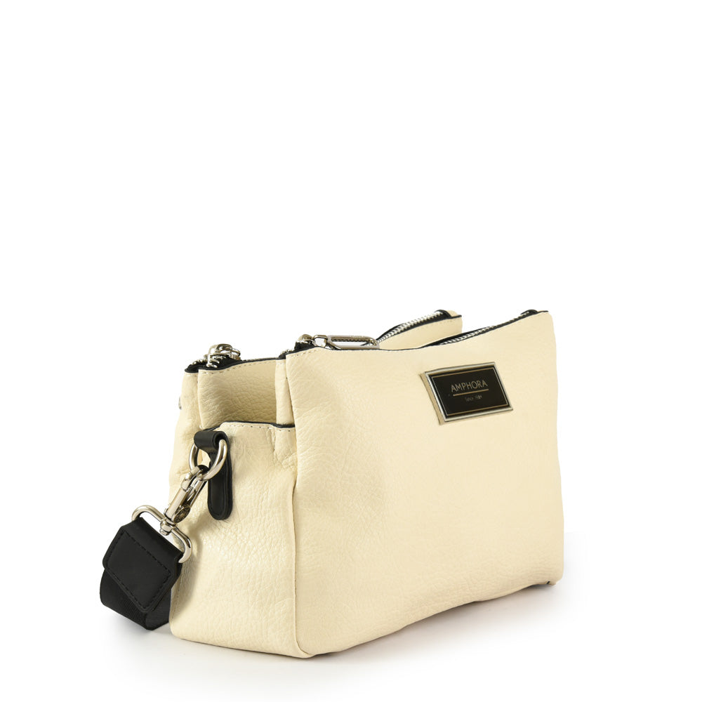 Cartera bandolera becky mediana blanco crudo