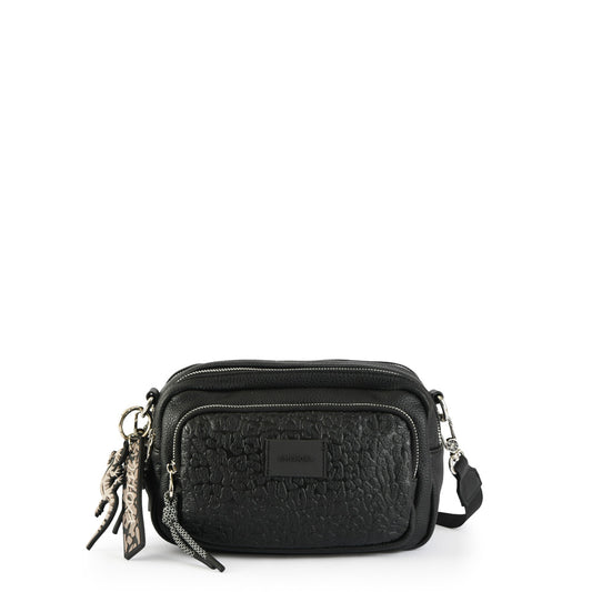 Cartera bandolera mediana exotic negro texturizado