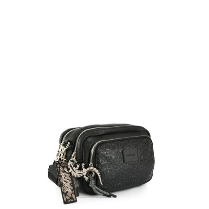 Cartera bandolera mediana exotic negro texturizado