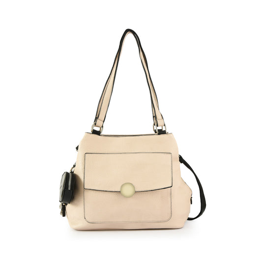 Cartera Dos Asas Tres divisiones mediana bremen beige