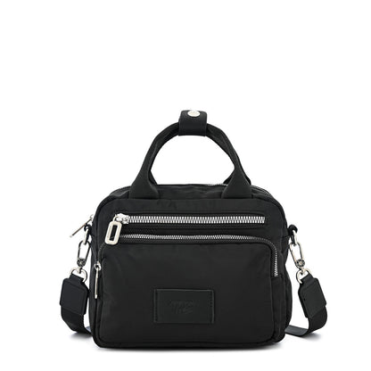 Cartera bandolera mediana poxy negro texturizado