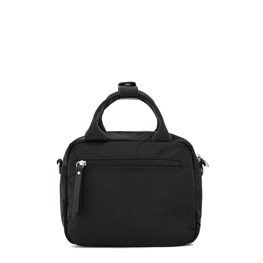 Cartera bandolera mediana poxy negro texturizado