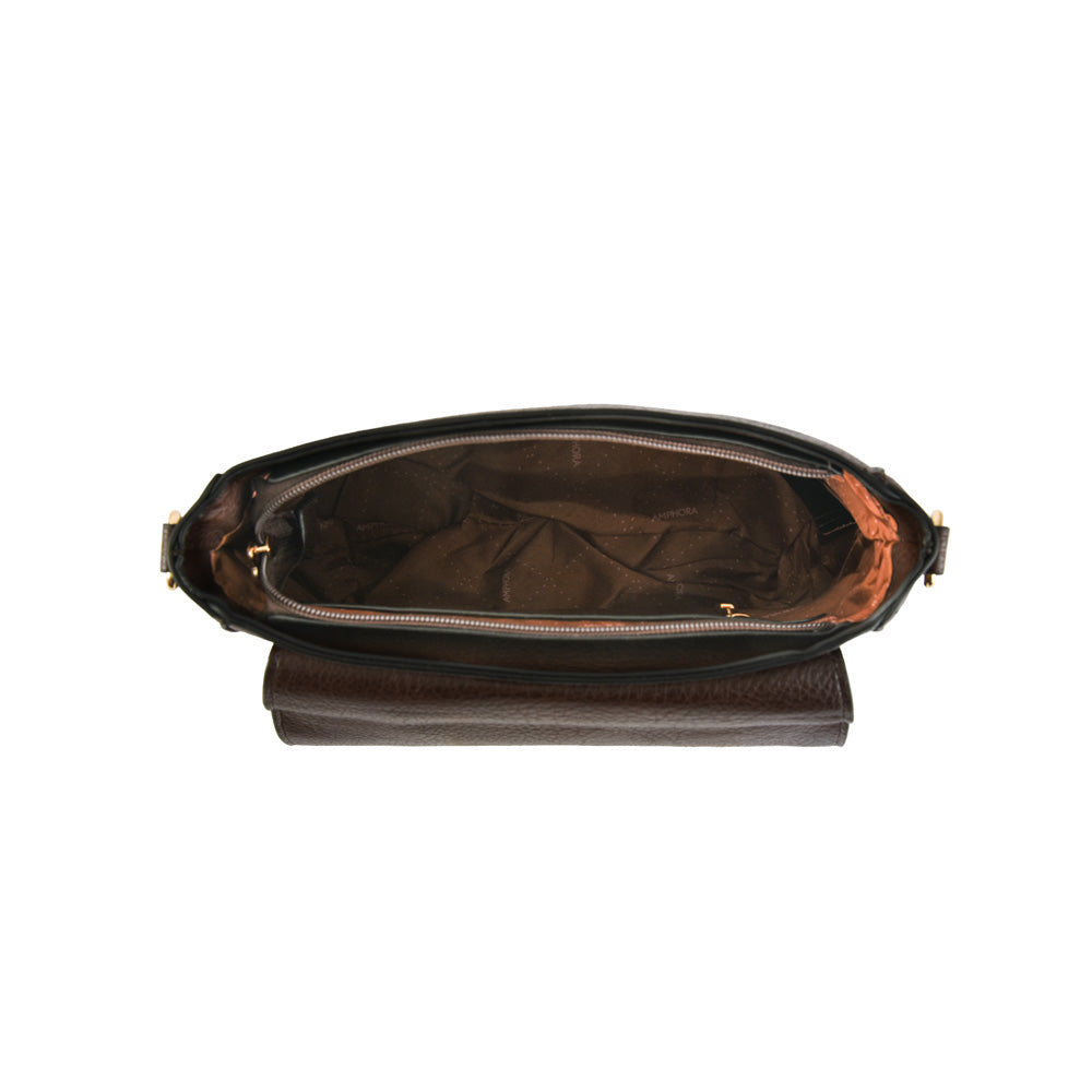 Cartera bandolera mediana aimar cafe oscuro