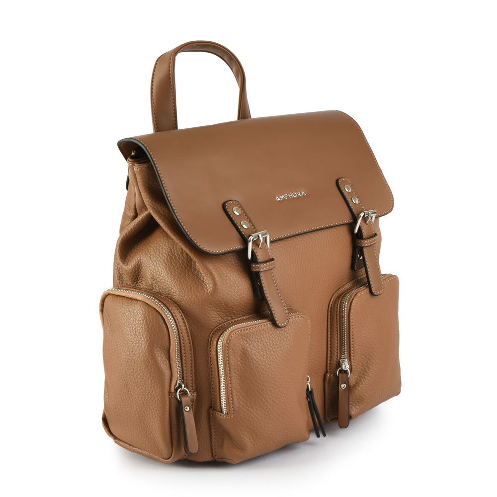 Mochila con tapa fili grande café