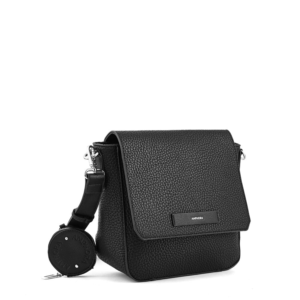 Cartera bandolera con tapa cameleon mediana negro