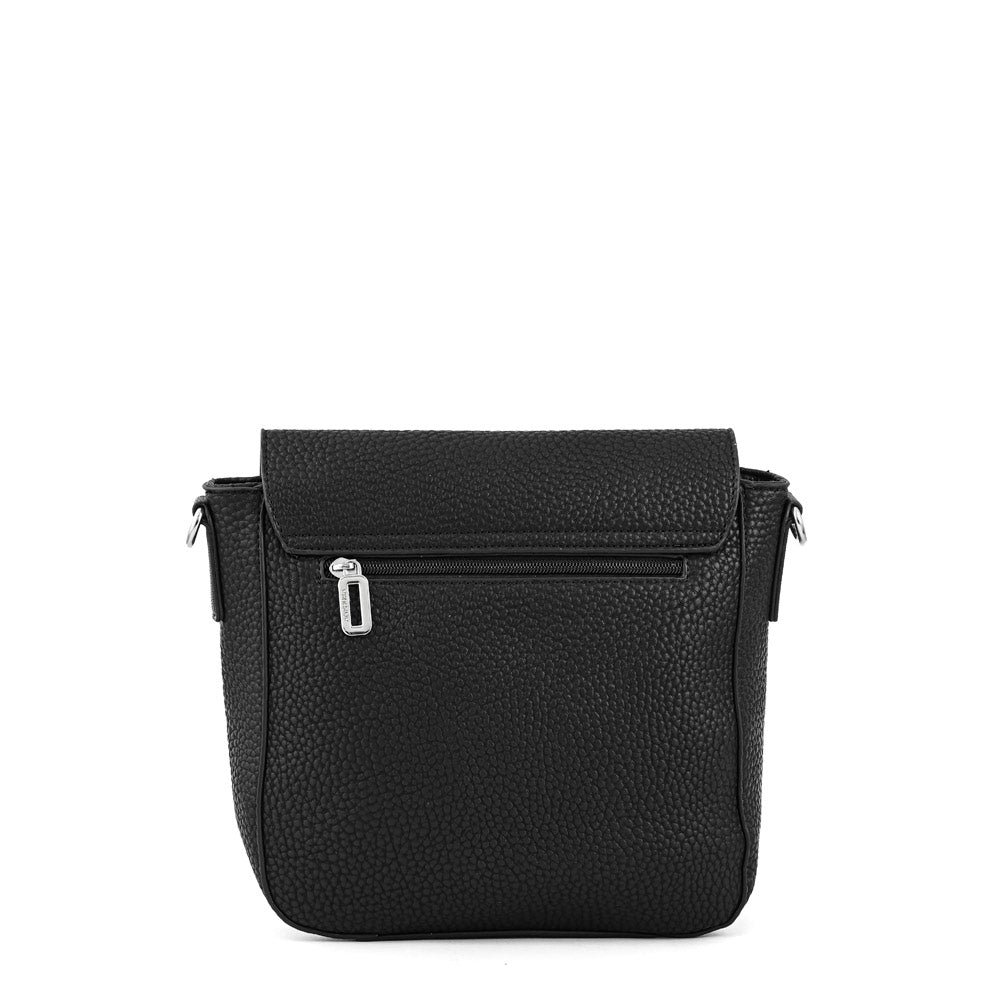 Cartera bandolera con tapa cameleon mediana negro