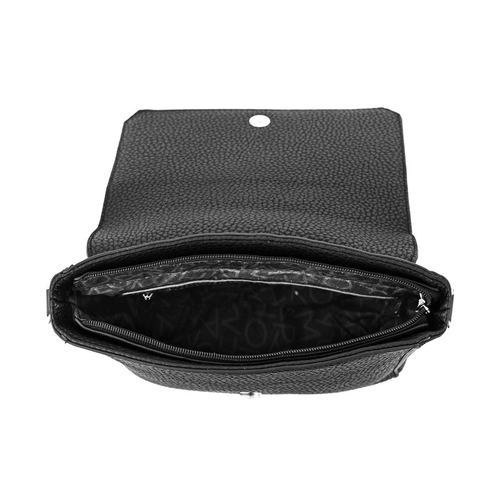Cartera bandolera con tapa cameleon mediana negro