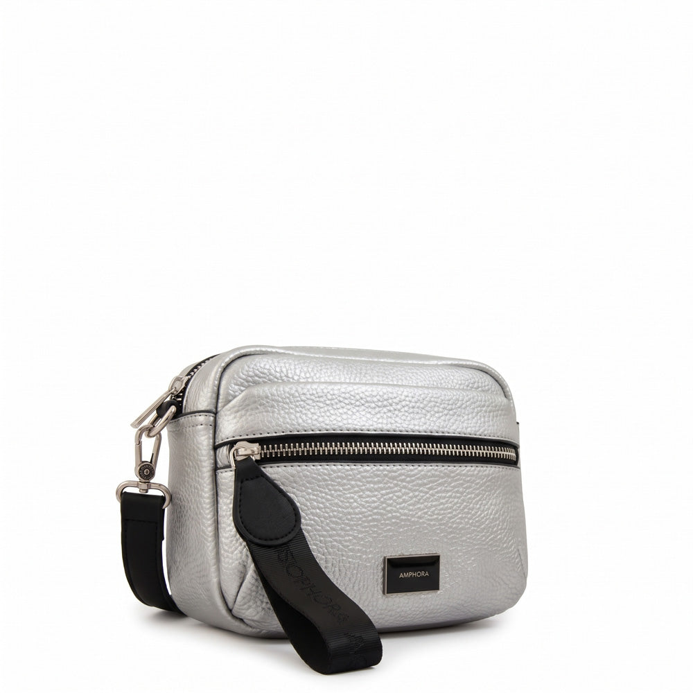 Cartera bandolera ornella plateado