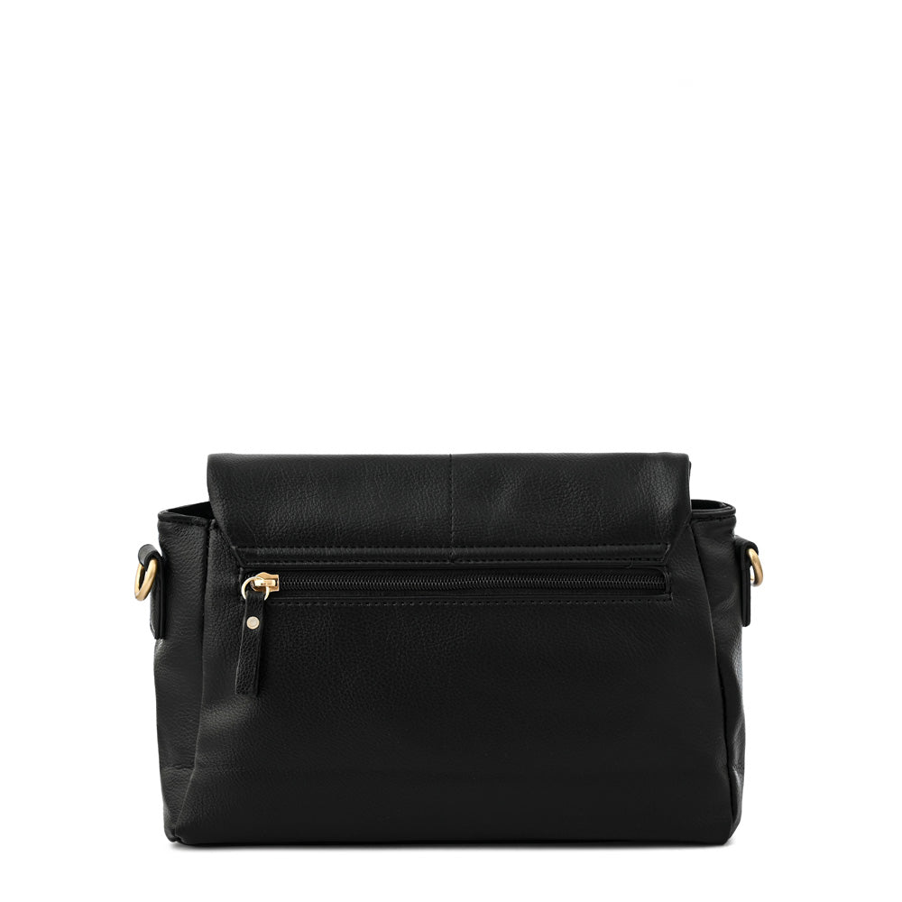 Cartera bandolera con tapa elena mediana negro