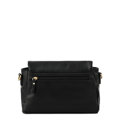 Cartera bandolera con tapa mediana elena negro