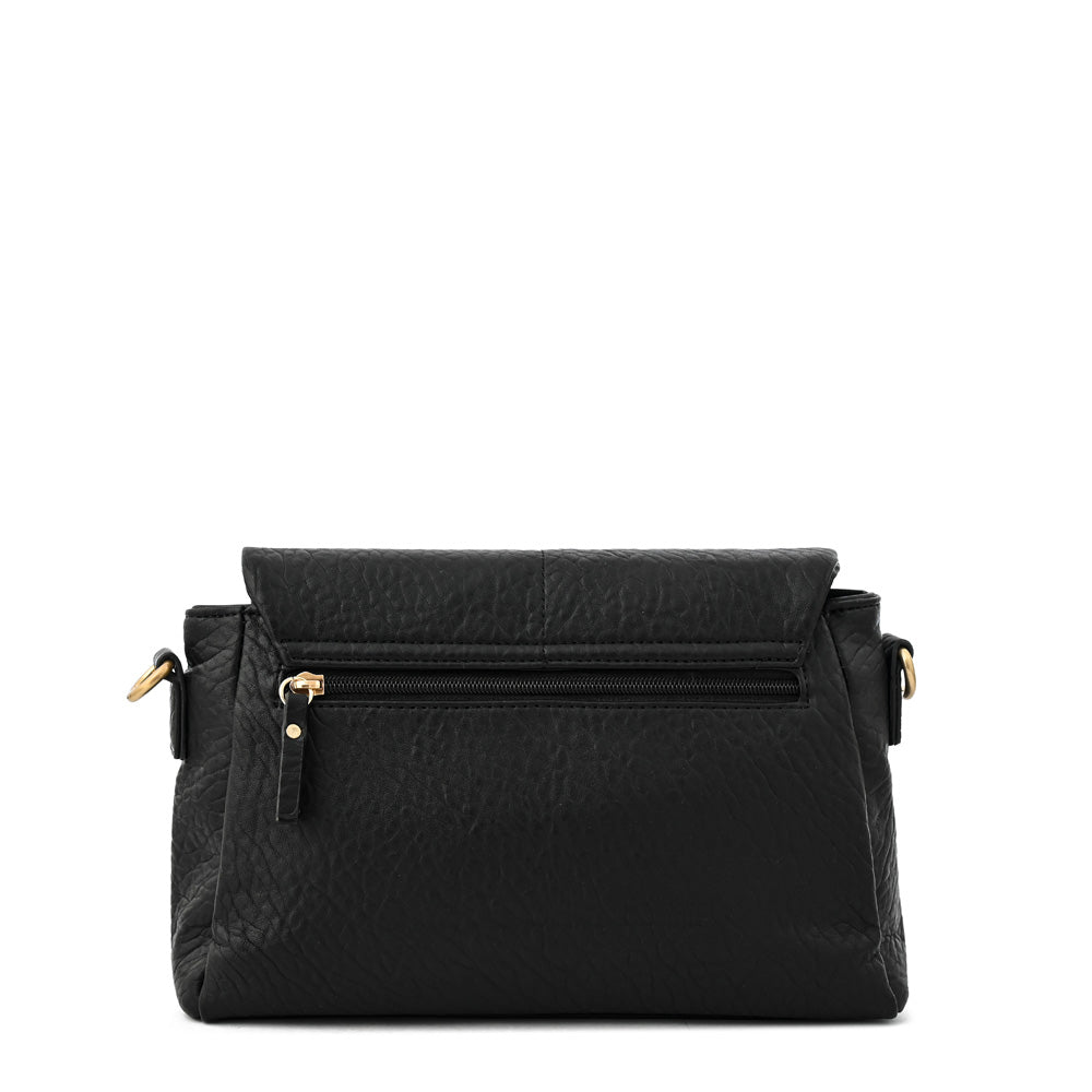 Cartera bandolera con tapa elena mediana negro especial
