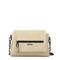 Cartera bandolera con tapa elena mediana blanco crudo