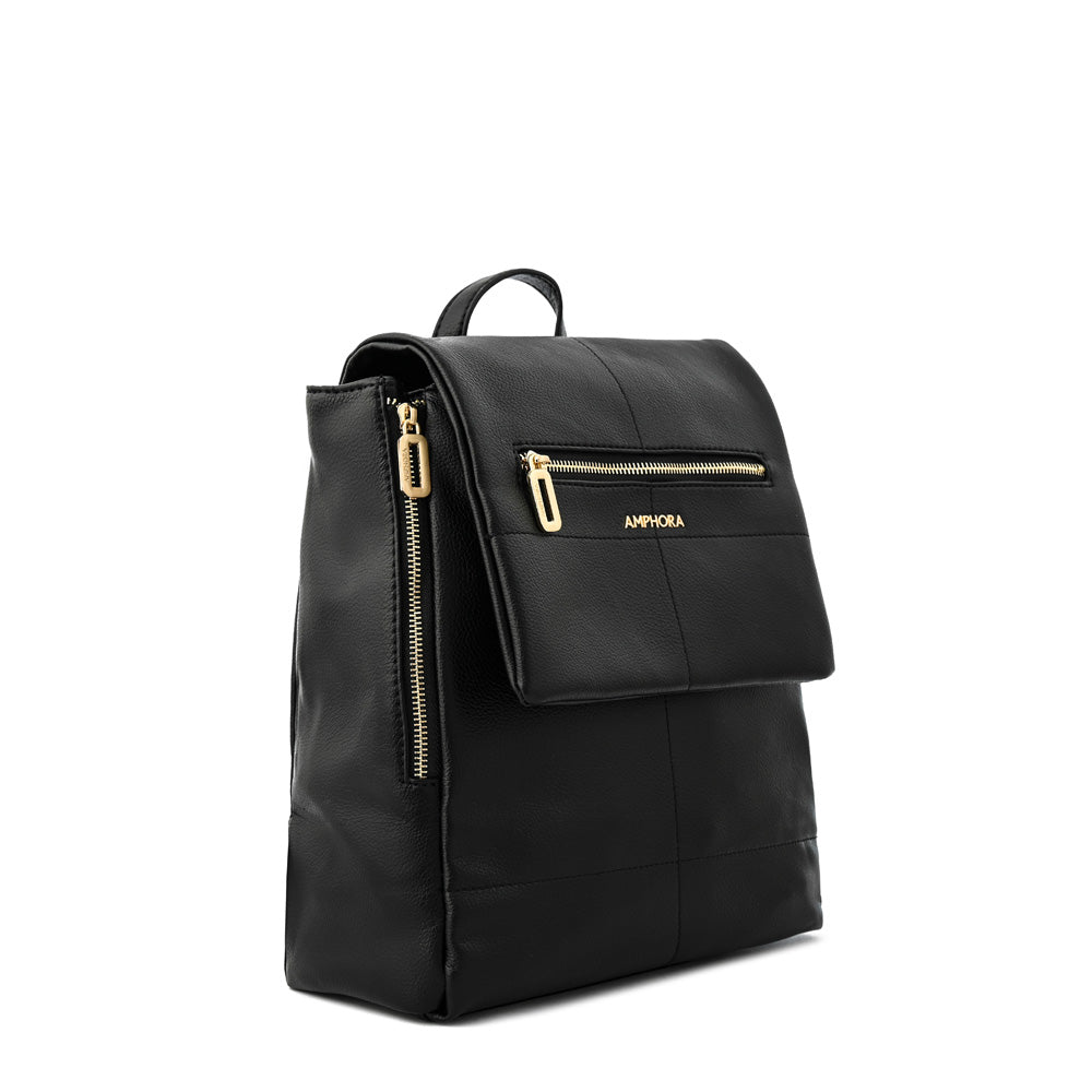 Mochila con tapa elena mediana negro