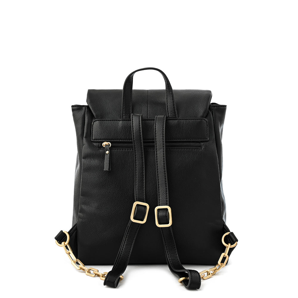 Mochila con tapa elena mediana negro