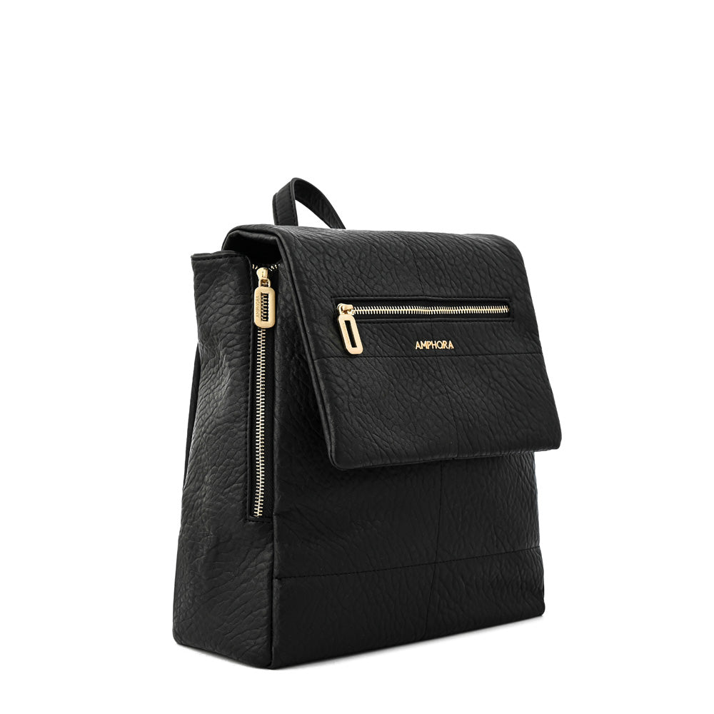 Mochila con tapa elena mediana negro especial