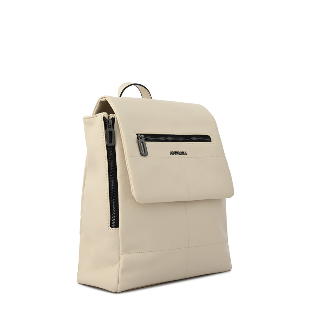 Mochila con tapa elena mediana blanco crudo