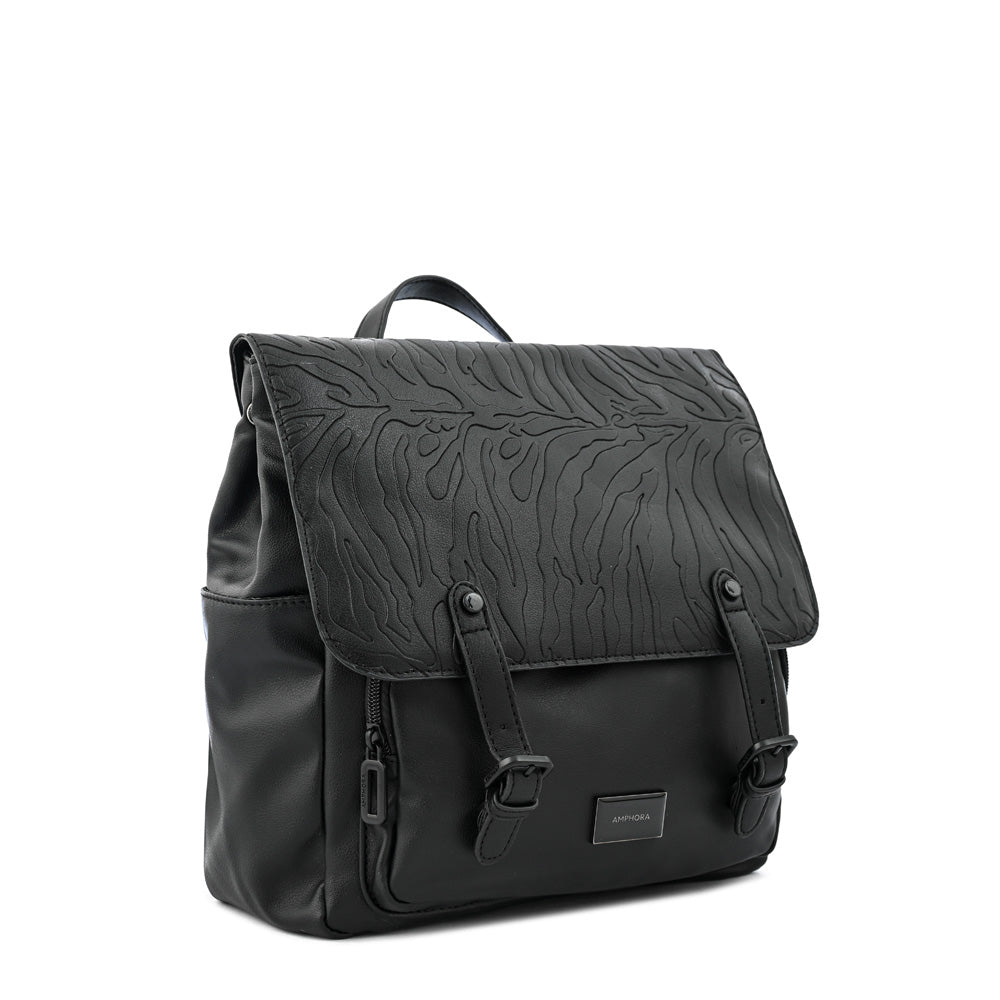 Mochila con tapa samira mediana negro