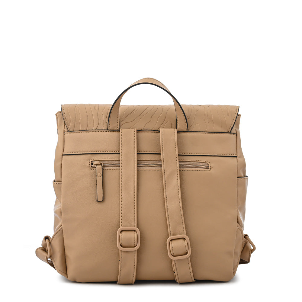 Mochila con tapa samira mediana beige oscuro