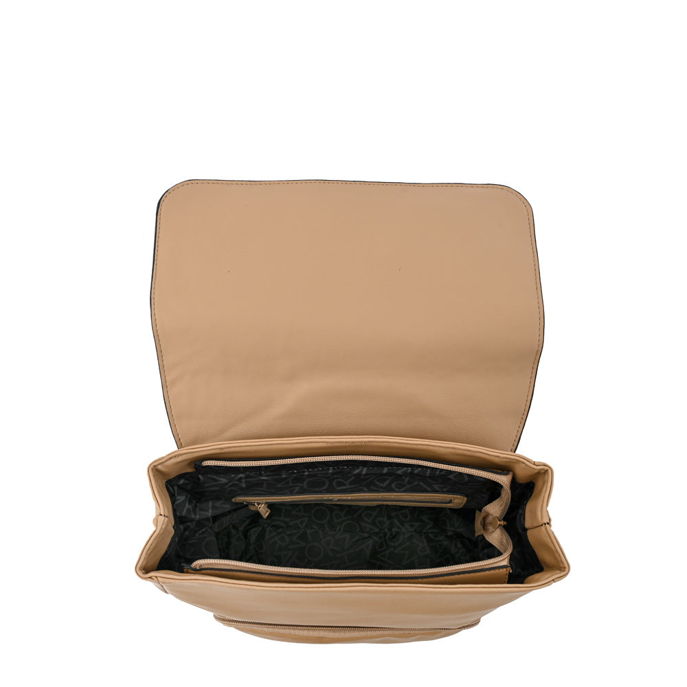 Mochila con tapa samira mediana beige oscuro
