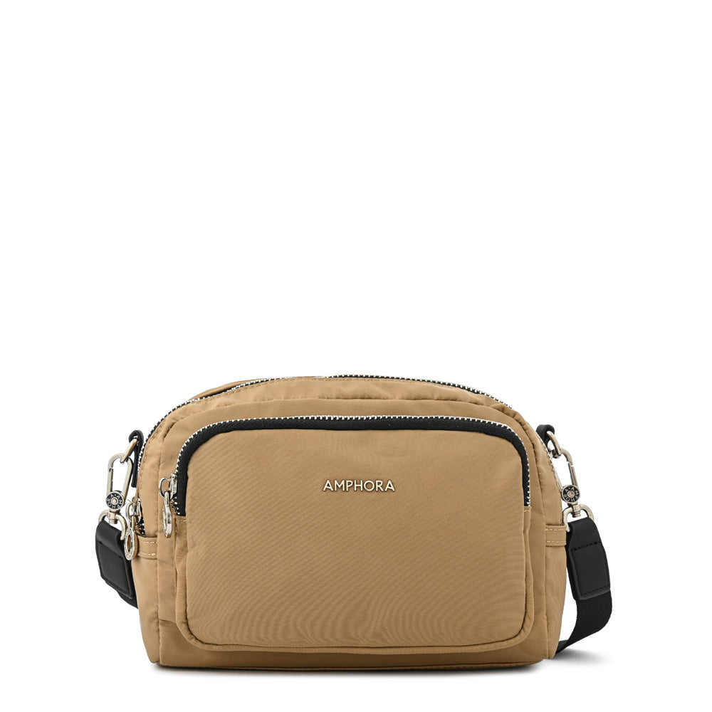 Cartera bandolera mediana karina beige oscuro