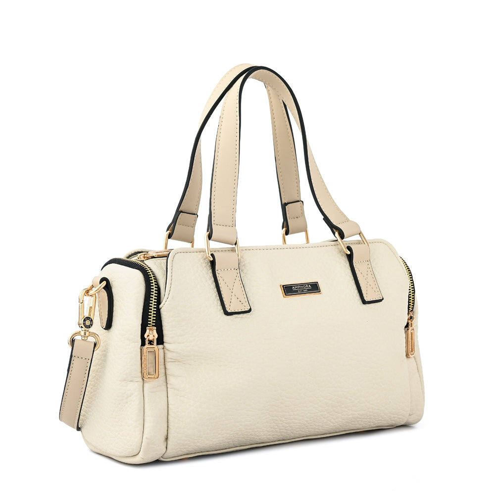 Cartera dos asas baul mediana cristel beige