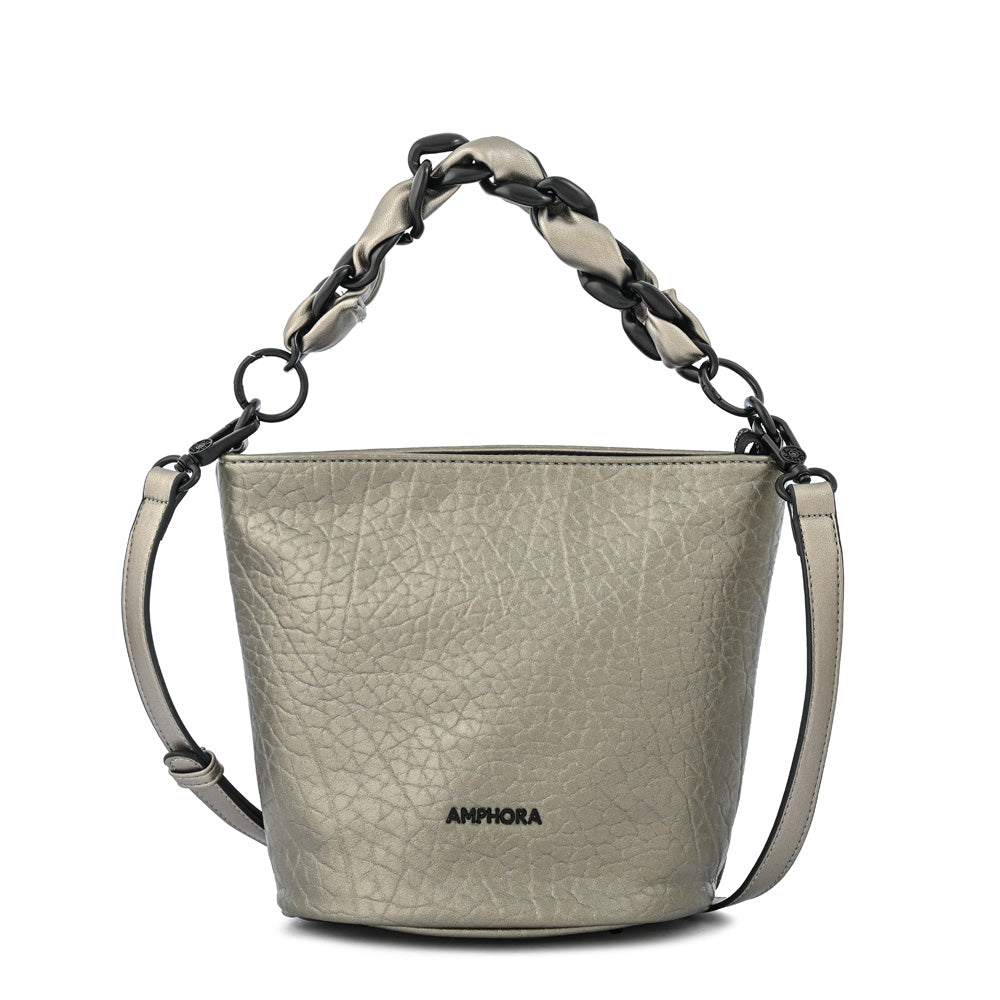 Cartera bandolera keira pequeña plateado oscuro