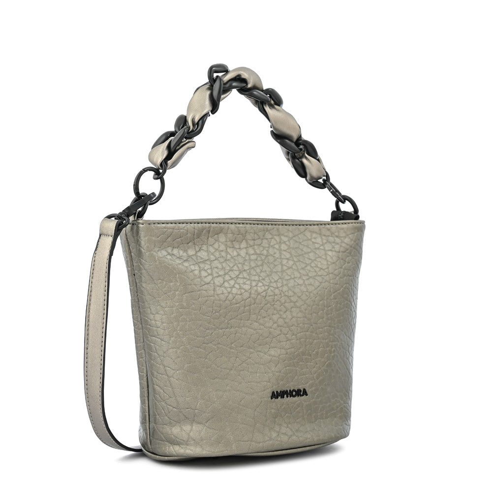 Cartera bandolera keira pequeña plateado oscuro