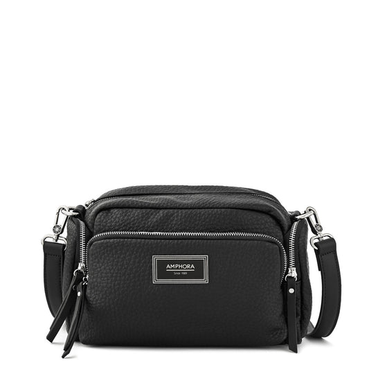 Cartera bandolera mediana ziva negro texturizado