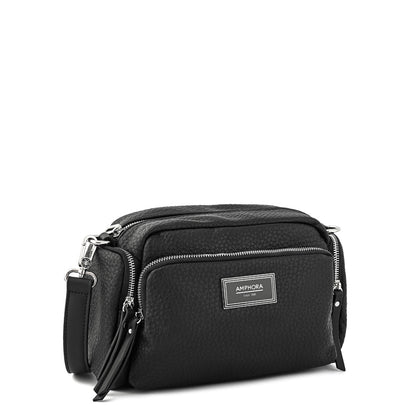 Cartera bandolera mediana ziva negro texturizado