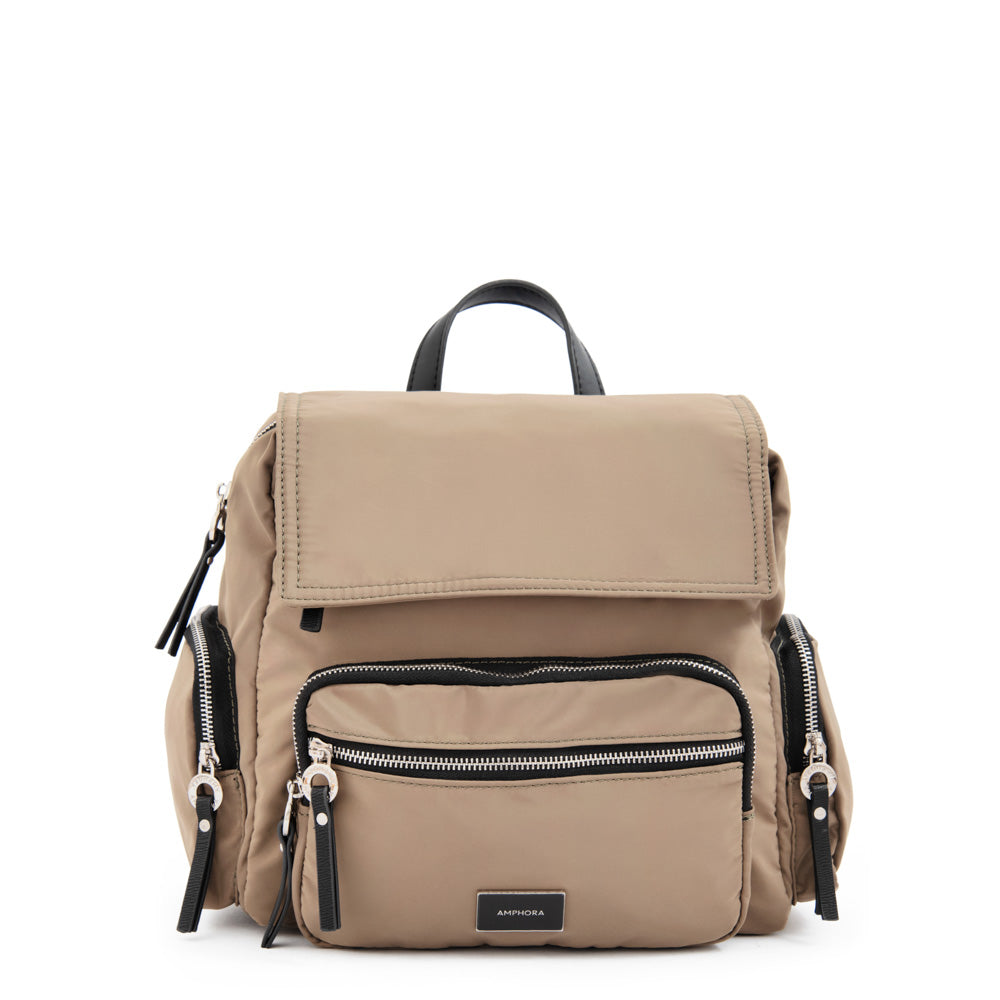 Mochila con tapa harmonie mediana beige