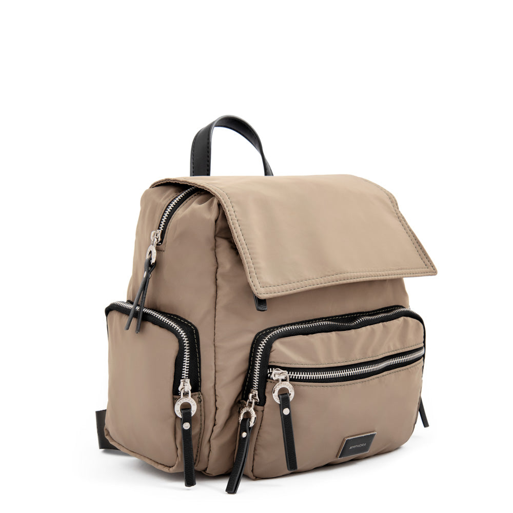 Mochila con tapa harmonie mediana beige