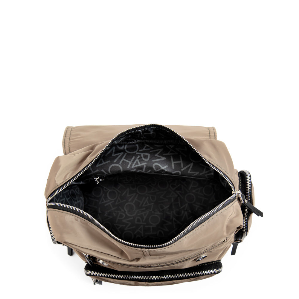 Mochila con tapa harmonie mediana beige