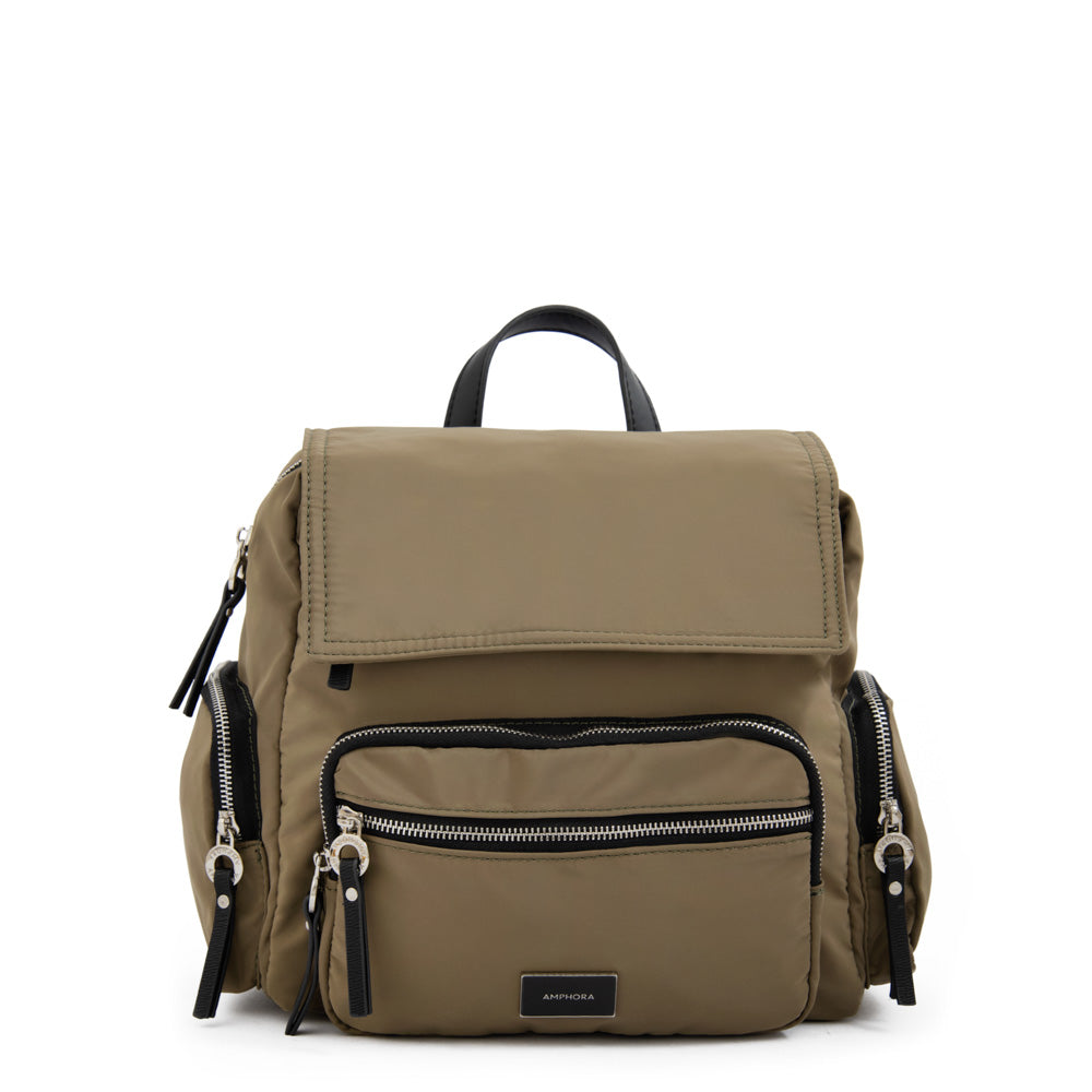 Mochila con tapa harmonie mediana verde oliva