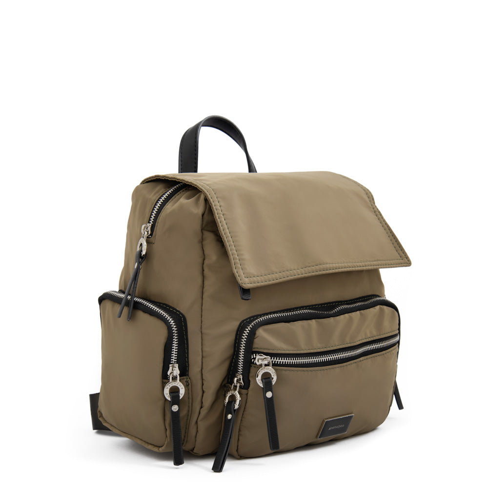 Mochila con tapa harmonie mediana verde oliva
