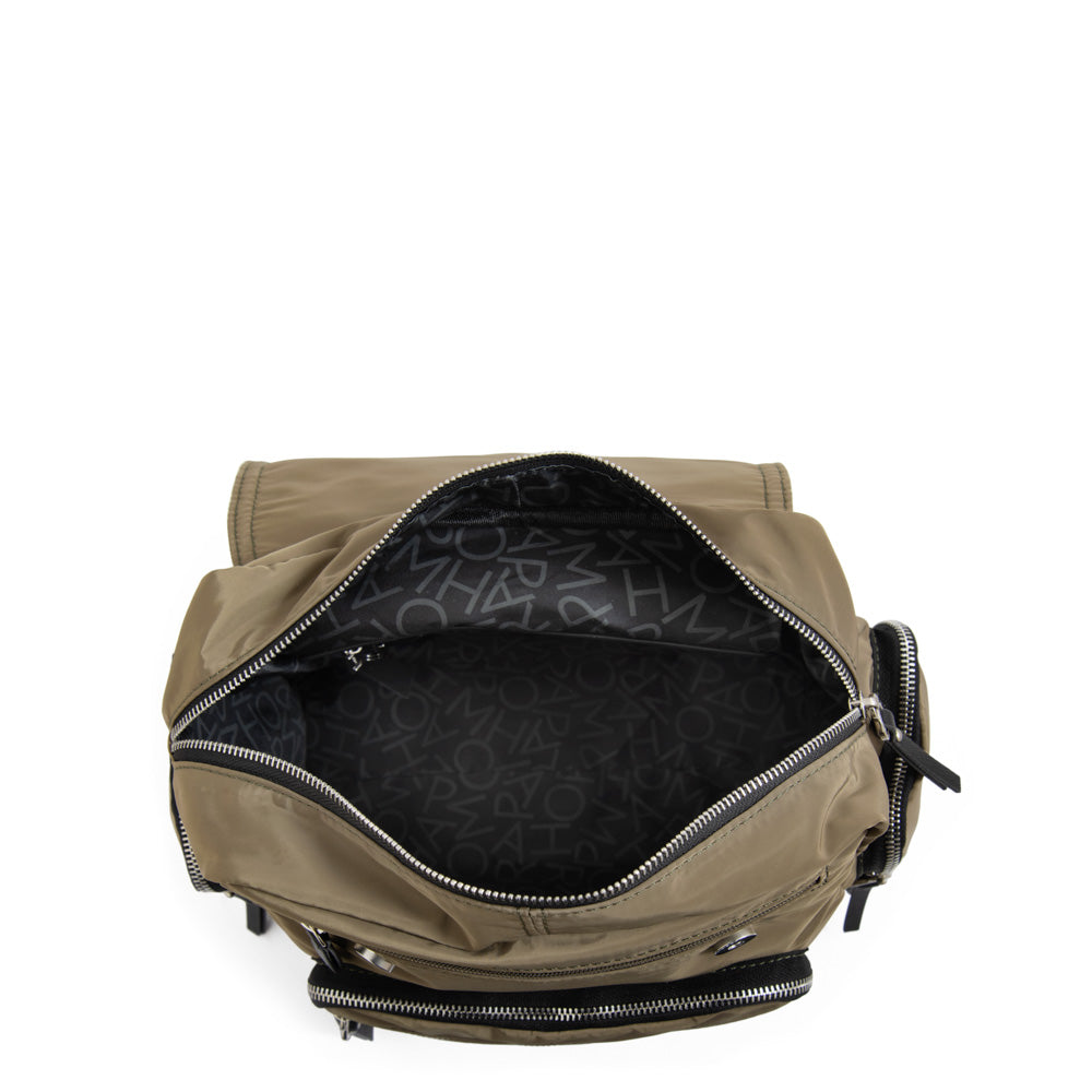 Mochila con tapa harmonie mediana verde oliva