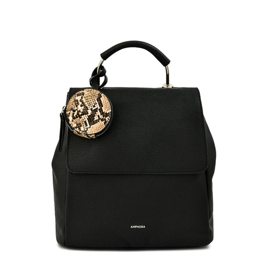 Mochila con tapa mediana benita negro